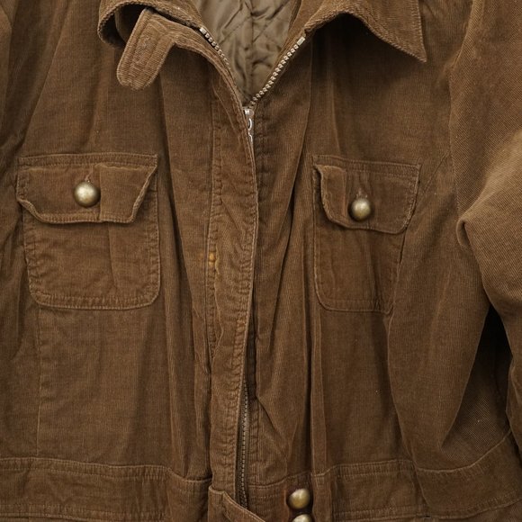 Ladies Lane Crawford 2X Medium Weight Brown Corduroy Jacket Quilted Lining - Picture 3 of 9